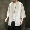 Men's Tang Suit Linen Shirt Jacket - Summer 5-Point Sleeve Button-Up