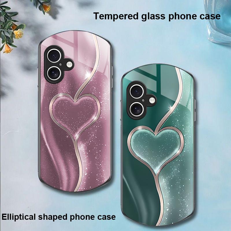 Gradual Love Big For Apple IPhone 16 11 13 15 14 Pro Max 12 Mini 7 8 Plus XR X XS SE Elliptical Shaped Tempered Glass Phone Case