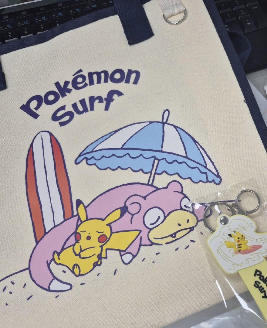 

[USED] Pokemon Tote Bag Eco Bag Lotteria Pikachu Slowpoke 2