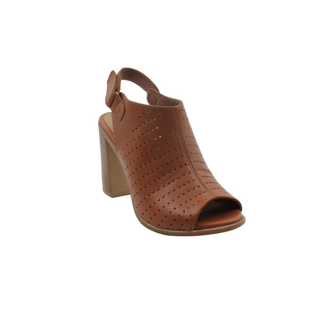 Damen-Sandalen mit Absatz, echtes Leder, Schwarz, Braun, 2023