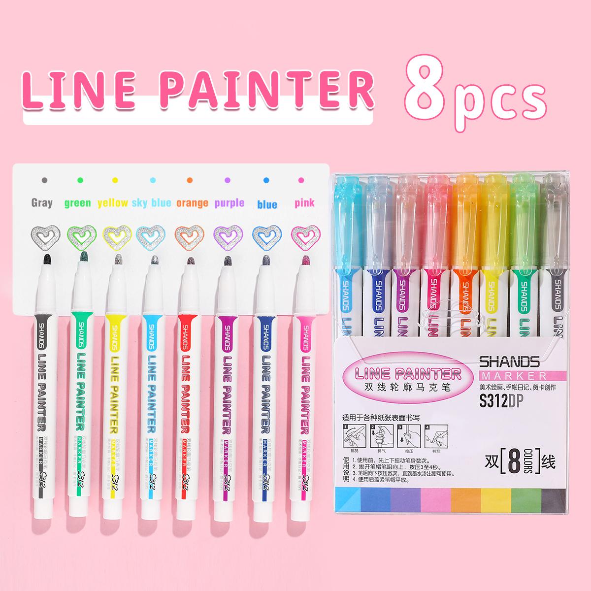 

Набор контурных ручек с двойной линией, 8/12 шт., пастельных конфетных цветов, для ведения журнала, маркеры-глиттеры для художественной разметки