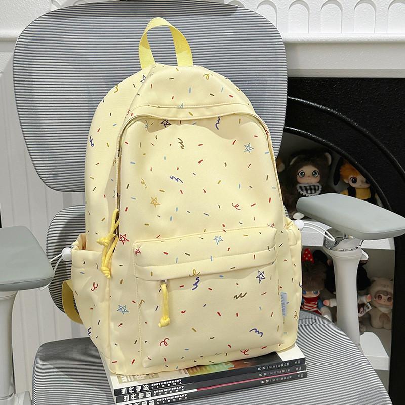 Casual Student Backpack With Nylon Material And Flower Print For Travel And School Use
