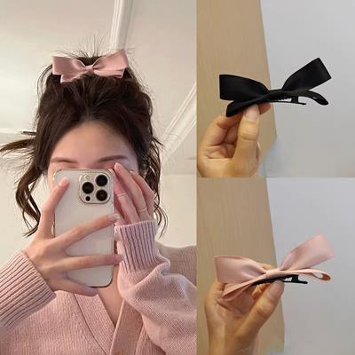 1PC Cute Three-dimensional Bow Hairpin Female Side High Ponytail Top Clip Edge Clip Bangs Clip Simple Japanese and Korean Headgear Sweet