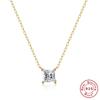 Minimalist Square CZ Pendant Necklace Women Sterling O-Chain Elegant Clavicle Jewelry