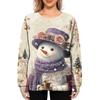 Women's Fashion Casual Long Sleeve Christmas Printed Neck Sweatshirt Top