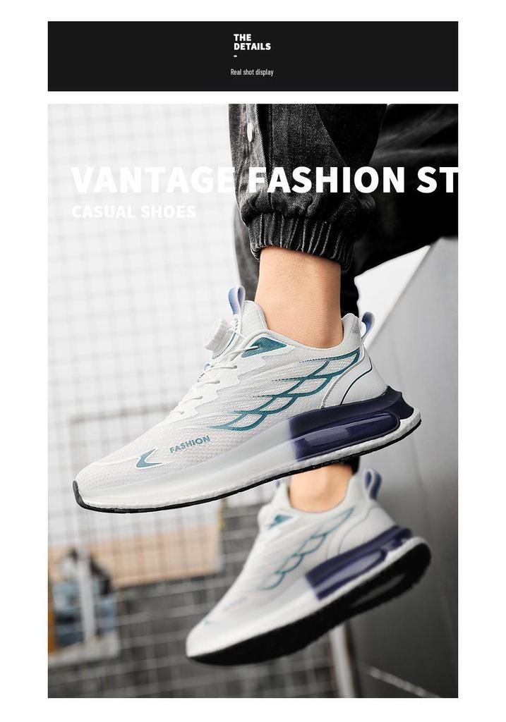 2024 Men's Flyknit Air Cushion Running Shoes with Rotating Buckle - Breathable Ice Silk Mesh for All Seasons