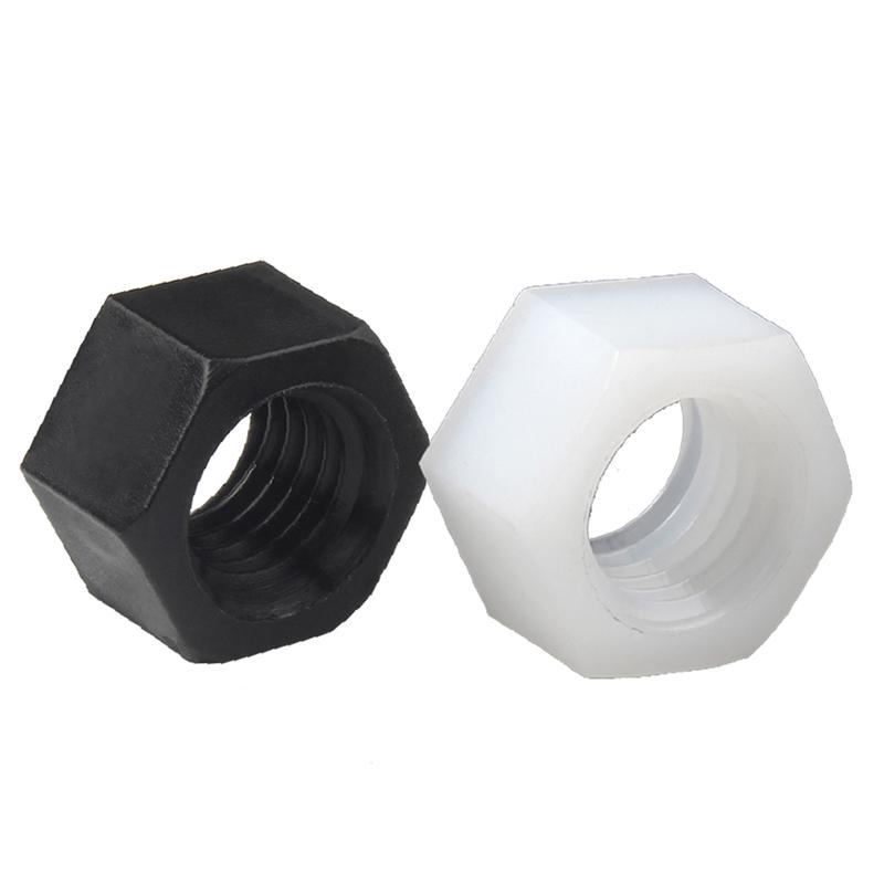 Black White Nylon Hex Nuts M2 M2.5 M3 M4 M5 M6 M8 M10 M12 Plastic Hexagon Nut Insulating Fastener for DIY Electronics 3D Printer