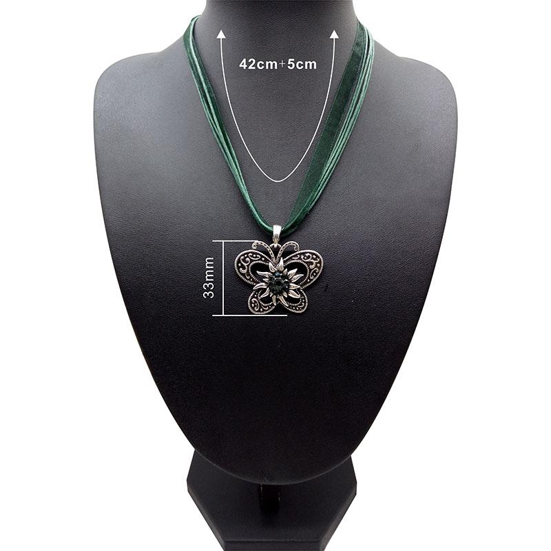 New Vintage Butterfly Necklace Jewelry Fashion Popular Retro Bohemia Style Ribbon Rope Chain Crystal Flowers Pendant Necklace