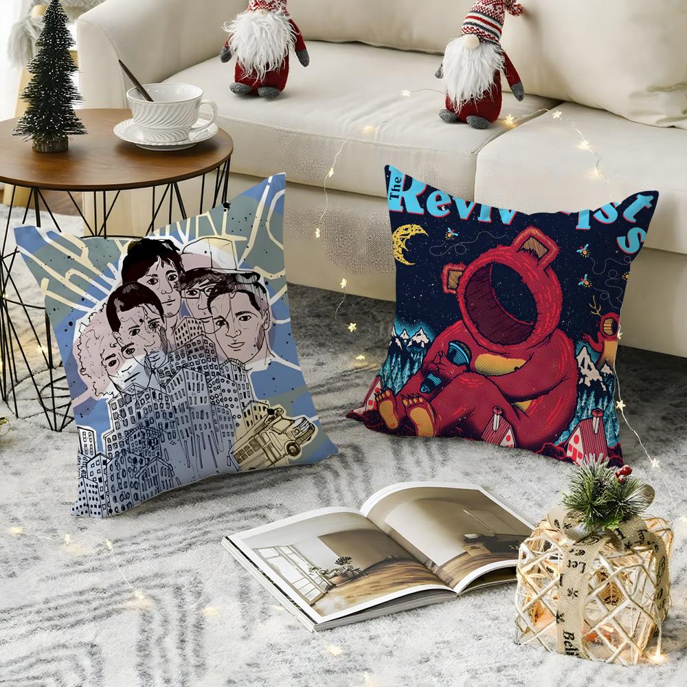 The R-Revivalistss Band Cushion Cover Breathable Linen Pillow Cover Skin-Friendly Home Decor Pillowcase With Hidden Zipper