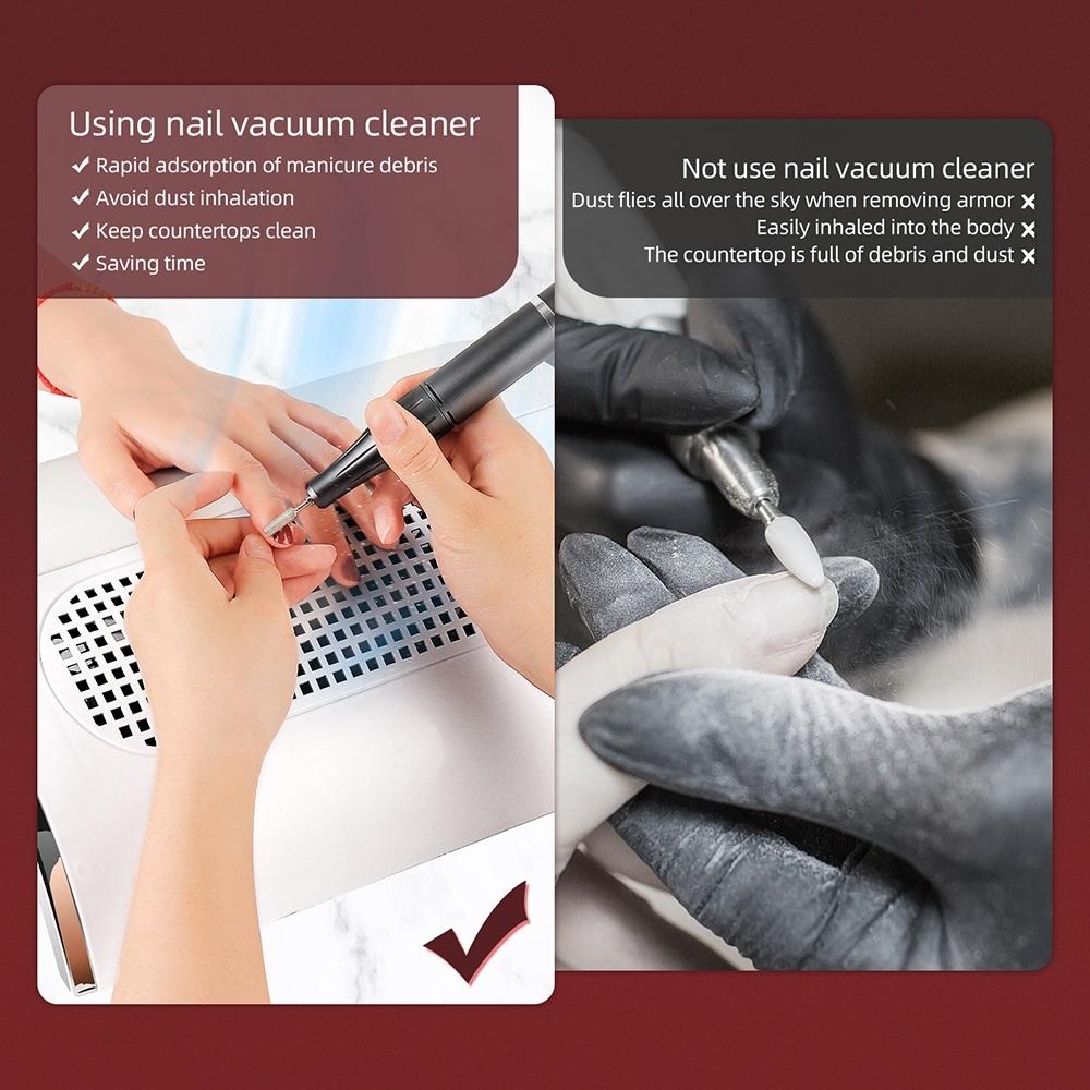 3 Fans Powerful Suction Professional Nail Dust Collector 40W Fan Nail Vacuum Cleaner Nail Dust Extractor For Nails Manicure