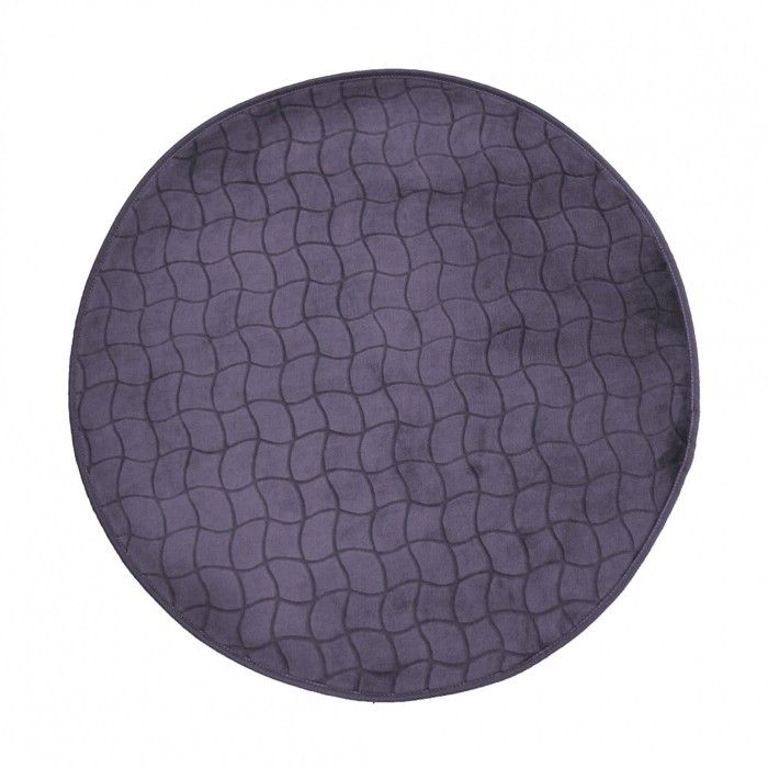 Tapis - LINGE DES DOMES - Tapis rond 90 cm - Velours uni - Couleur tomette - Anthracite