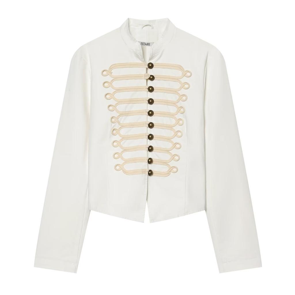 2026 summer new European and American cross-border women's clothing street fashion rope knot buckle decoration slim jacket w018 1837
