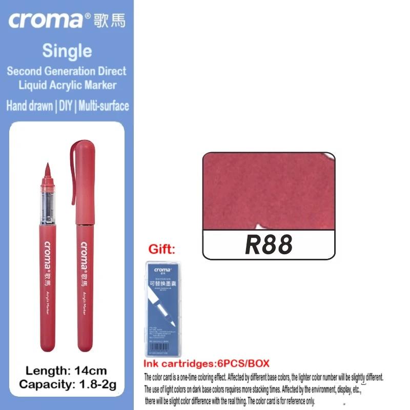 Croma 160/1 Farben Nachfüllbares Direktflüssig-Acrylmarker-Set mit Weicher Spitze, Waschbarer Aquarellpinsel Schulausstattung