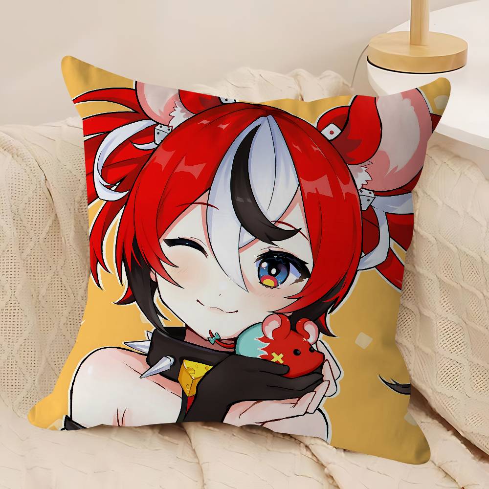 Anime H-Hakos Baelz-HololiveS Pillow Case Removable Washable Cushion Cover – All-Season Soft Linen
