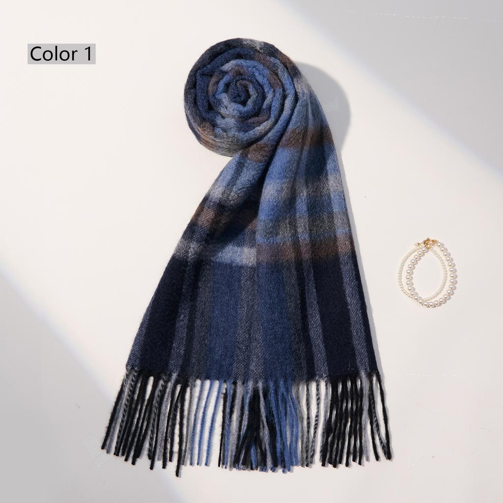 Winter 100% Cashmere Scarf Men Warmer Shawls And Wraps Echarpe Pashmina Blue Plaid Scarves Male