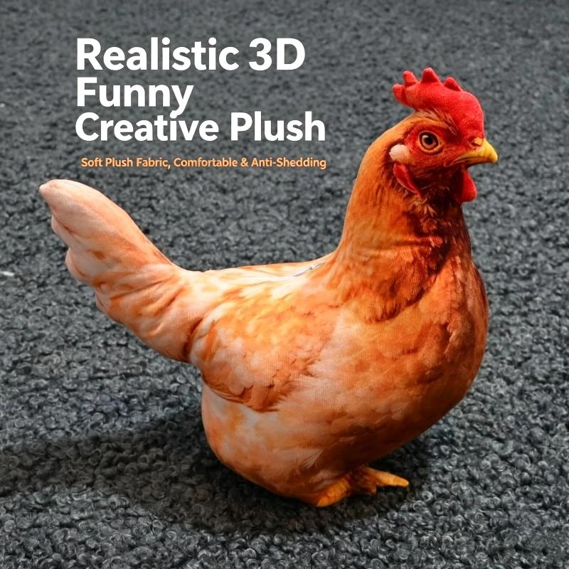 Realistic 3D Chicken Plush Toy Soft Skin Friendly Fabric Lifelike Design Home Decor Kids Birthday Gifts Prank Props