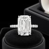 European and American Style S925 Silver Simulated Emerald Cut Rectangle Ring for Women