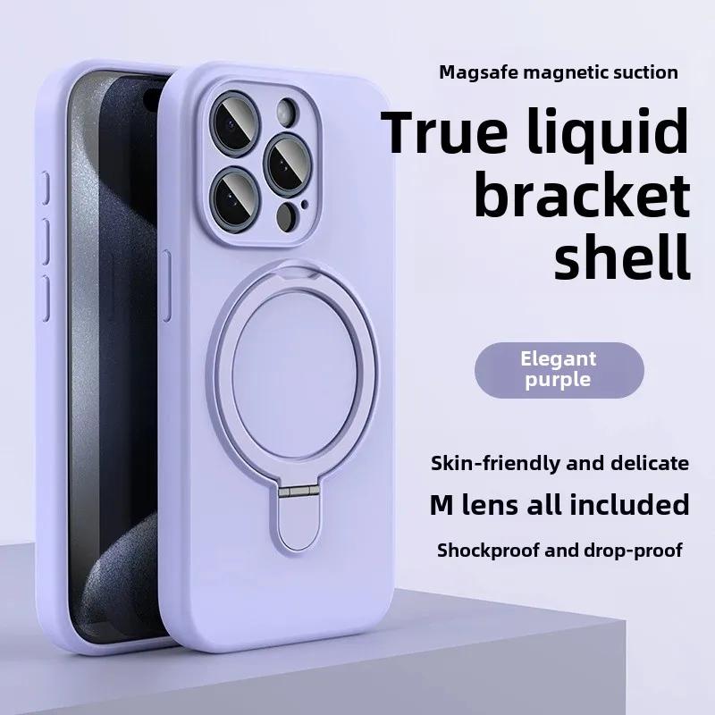

Magnetic Ring Holder Liquid Silicone Case for Magsafe IPhone 16 15 14 13 12 Pro Max Plus IPhone16 I16 ProMax Macsafe Stand Cover For iPhone 13 Pro