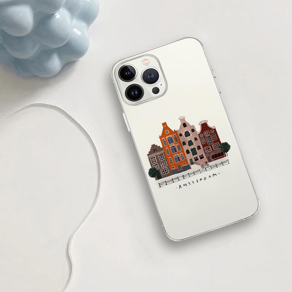 

Amsterdam City Poster Phone Case For Iphone 16 15 11 13 14 Pro Max 7 8 Plus X Xr Xs Max Se2020 12mini Transparent Cover iphone14