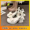 In the summer of 2025, the new popular foreign-style pearls with sandals, women wear fairy style with skirts and high heels.