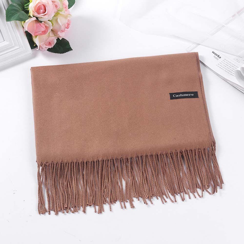 Tassel Scarf Wool Scarves Pure Color Shawl Luxury Winter Neck Scarves  Students