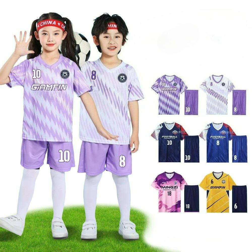 2 Piece Summer Soccer Jersey Children Short Sleeve Training Competition Team Uniform Quick-Dry Boys Girls Football Jerseys