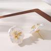 Super fairy sweet temperament fairy wind paint diamond pearl stamen flower stud earrings light luxury high-end earrings