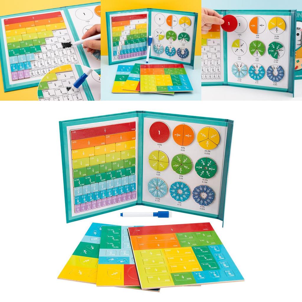 Educational Magnetic Fraction Book With Water Pen For Kids Learning And Math Practice