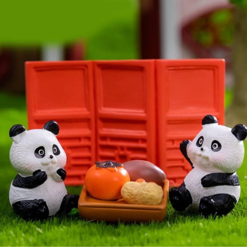 Resin Panda Diy Figurines Microlandscape Craft Set Miniature Tea Decor Party