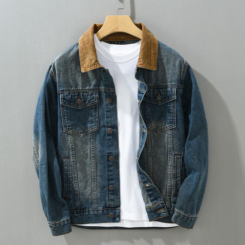 Men`s Retro Patchwork Denim Jacket -