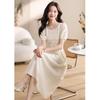 Vestido blanco drapeado de verano para mujer - Elegante diseño de inspiración francesa