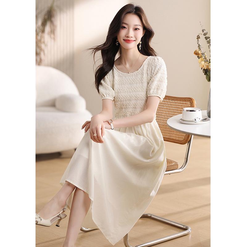 Vestido blanco drapeado de verano para mujer - Elegante diseño de inspiración francesa