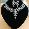 Hot Sale Jewelry Wedding Dress Bride Hollow Full Diamond Women's Necklace Earrings Bracelet Set