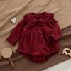 Burgundy Unisex Baby Bodysuit Set for All Seasons - Full Moon & 100 Days Festive New Year Outfit