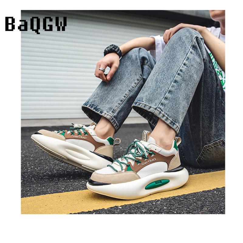 Fashion Men Thick Sole Running Shoes Casual Mesh Breathable Height Increased Platform Sports Workout Shoes Male Chunky Sneakers