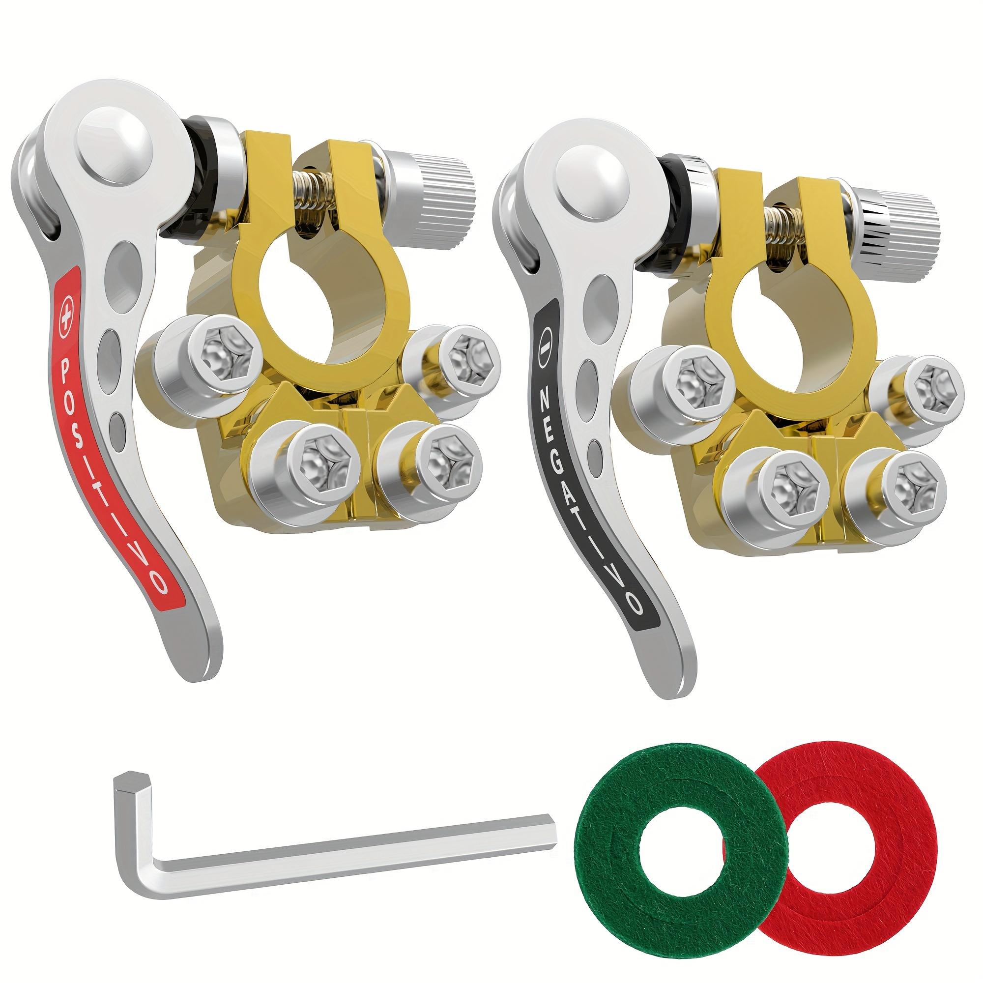 

LotFancy Клеми акумулятора, Латунь, 2 шт. Швидкознімні клеми акумулятора, Позитивна Негативна для SAE/JIS Тип A Штирі 1 Pair