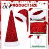 Sparkly Xmas Cap Christmas Santa Hat for Adults, Thicken Soft Velvet with Sequin Halloween Costume Decoration, Long Claus Holiday Party Cosplay