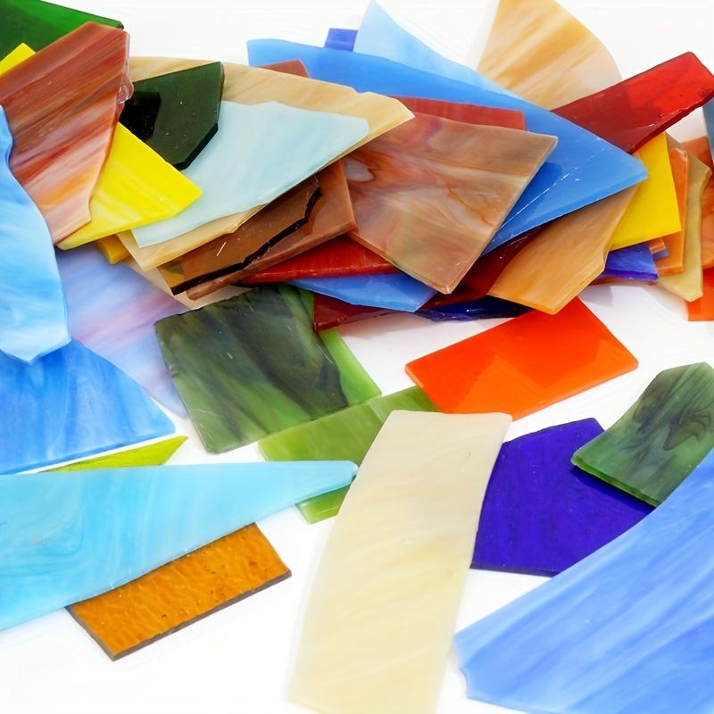 Mixed shape glass mosaic tiles for handicrafts, stained glass pieces mixed with colored glass fragments DIY mica pieces mosaic