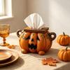 Novelty Home Accessory Halloween Pumpkin Tissue Box Holder, Resin Decorative Facial Funny Face Functional Fall Decoration Cover for Office