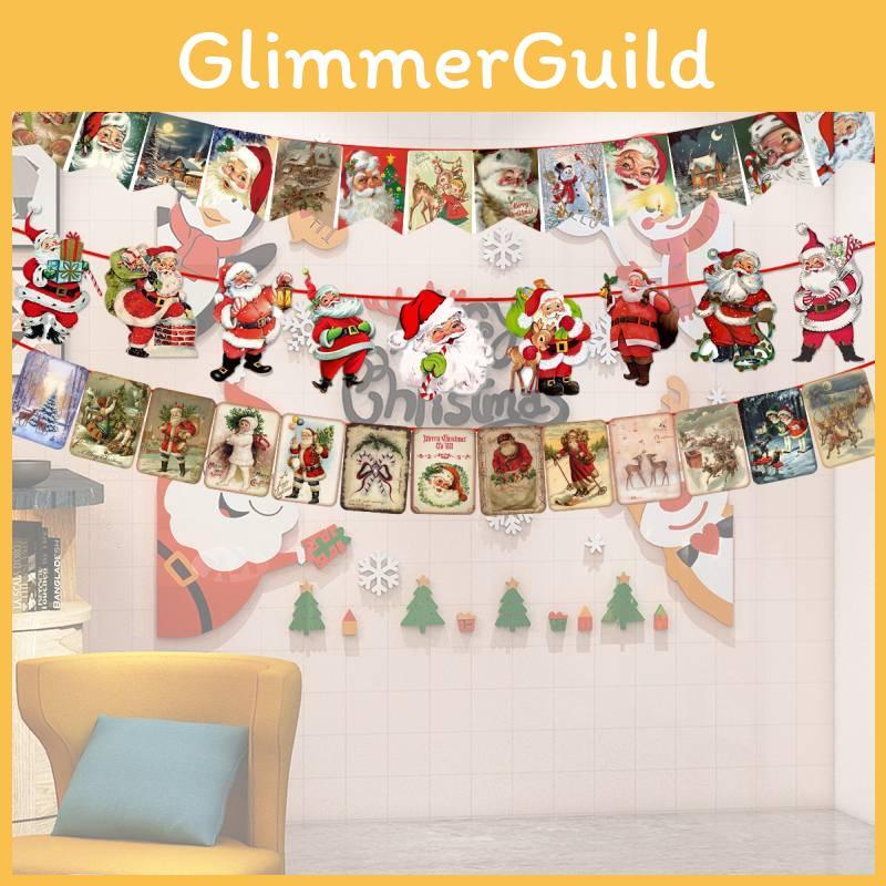 Santa Claus Snowman And Reindeer Christmas Party Banner Decorative Alphabet Banner For Festive Decor