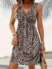 European American Women's 2025 Spring/Summer Leopard Print Twist Dress