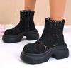 Sexy Hollow Out Side Zip Ankle Boots Women 2025 Autumn Chunky Platform Super High Heel Boots Lace Thick Bottom Booties