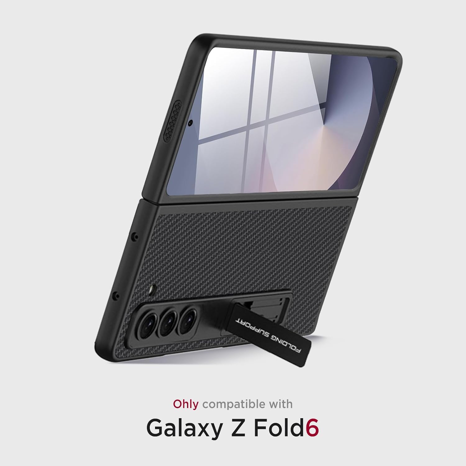 Miimall для Samsung Galaxy Z Fold 6 Чехол с подставкой и Защитное стекло для экрана, Чехол на все тело из ПУ кожи, Тонкий, Противоскользящий, Защита от царапин
