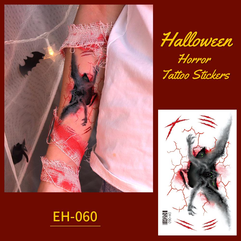 Wasserdichte Halloween-Grusel-Narben-Tattoo-Aufkleber mit Kreuzmuster für Gesicht und Arme