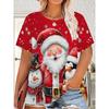 Women's Christmas T-Shirt Holiday Top Tee Round Neck Shirt Festive Wear Cheerful Print Short Sleeve T-Shirt
