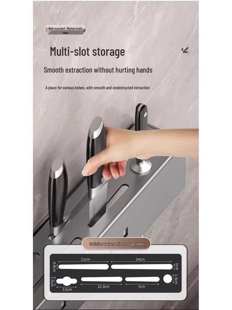 5 Yuan Off: Wall-Mounted Knife & Chopstick Holder - No Drill, Multifunctional Kitchen Storage Rack