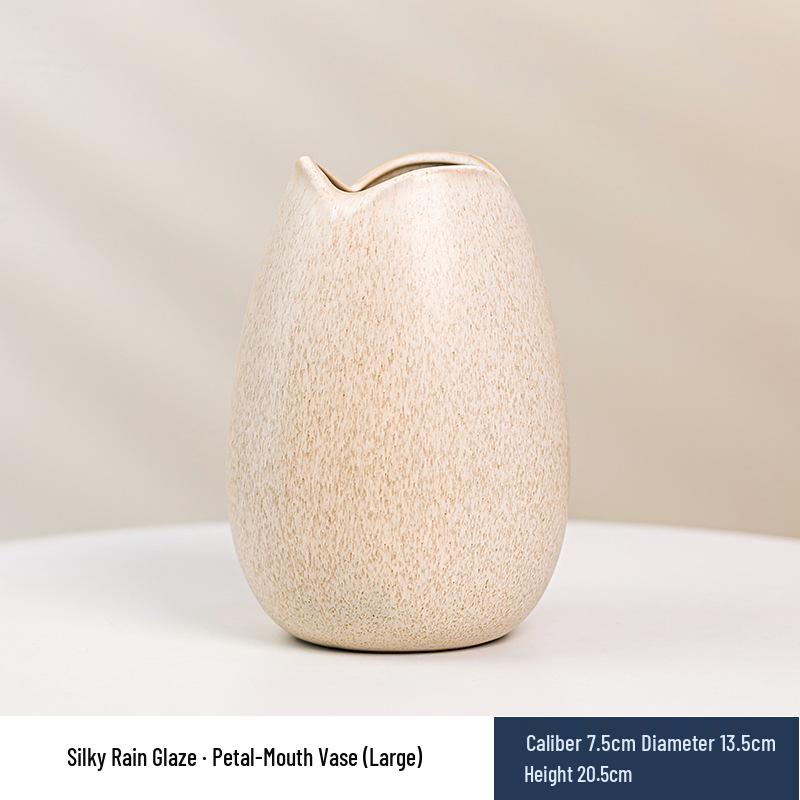 Wabi-Sabi Ceramic Vase: Elegant Hydroponic Bamboo Arrangement for Living Room & Dining Table