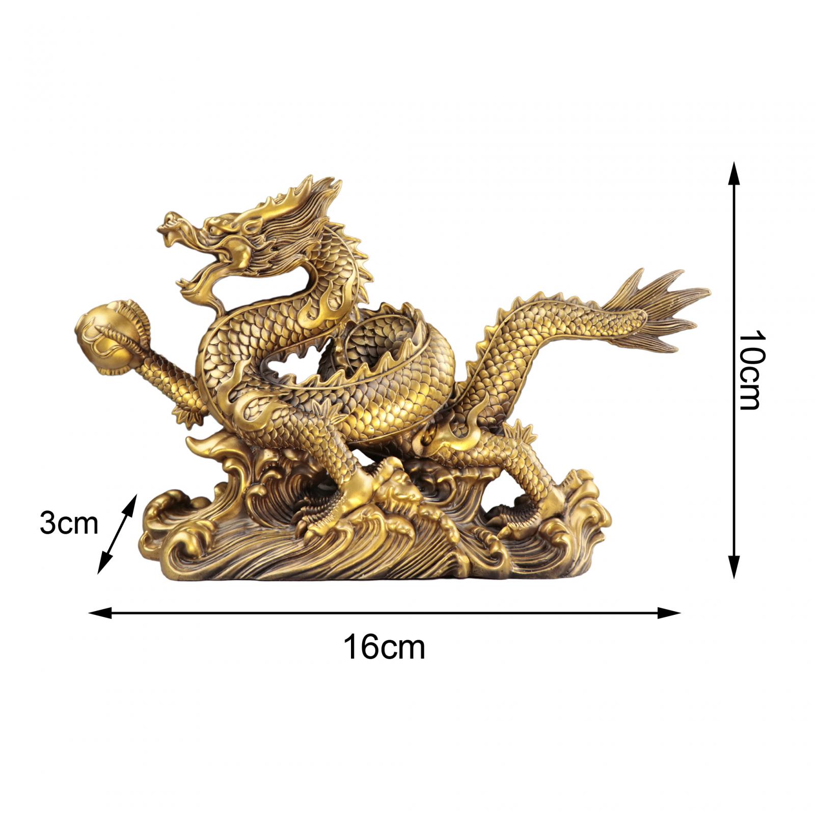 

Chinese Feng Shui Dragon Statue Good Luck Attract Wealth Copper Decor Decorative Figurines for Car Office Indoor Home Decor золотой