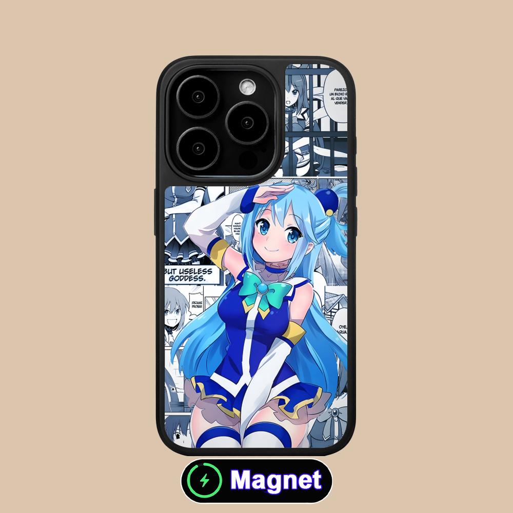 Konosuba Aqua Matte Surface Magsafe Mobile Phone Case for iPhone 17 16 15 14 13 12 11 Air Pro Max Plus Colorful Cover