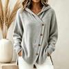 Women's Casual Loose Fit Long Sleeve Button Down Hooded Knit Cardigan Sweater
